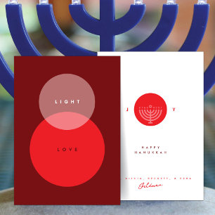 Modern Light & Love Red Hanukkah Card
