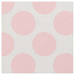 Modern Light Pink and White Large Polka Dots Fabric