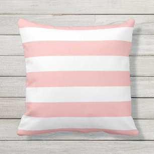 Modern Light Pink and White Stripes Outdoor Cushion