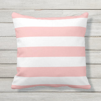 Modern Light Pink and White Stripes Outdoor Cushion