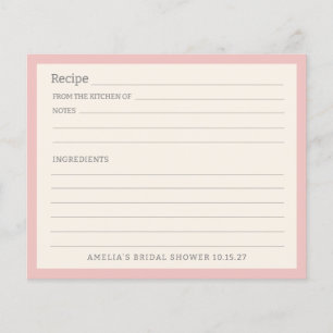 Modern Light Pink Border Personalised Recipe Card