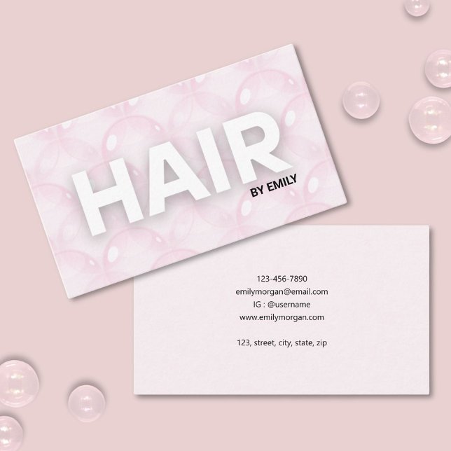 Modern Light Pink Bubble Pattern Hairstylist Business Card (Creator Uploaded)