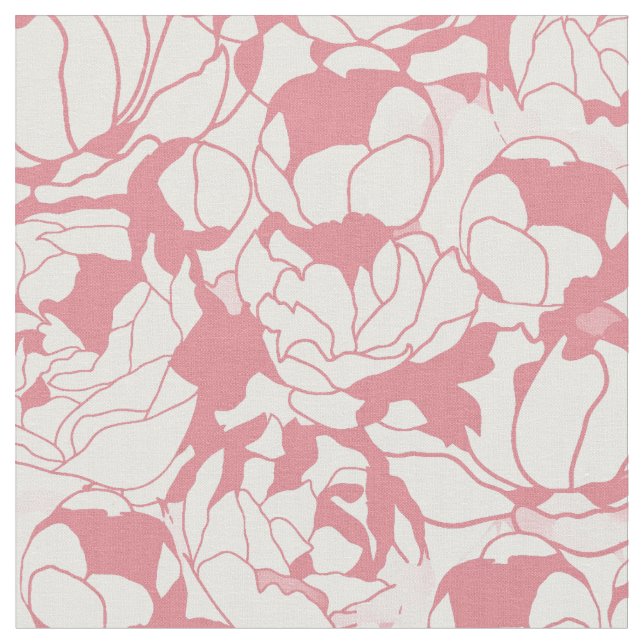 Modern Light Pink Floral Girly Flower Pattern Fabric (Close Up)
