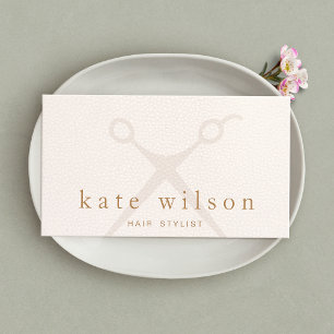 Modern Light Pink Hair Stylist Salon Scissors Business Card