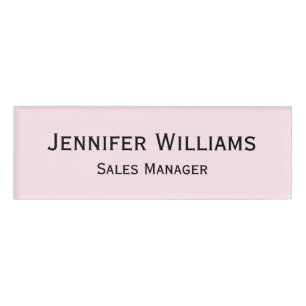 Modern Light Pink Professional Executive Magnetic Name Tag