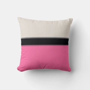 Modern Light Pink Silver Grey Black Stripes Cushion