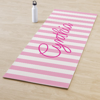 Modern Light Pink Stripe Personalised Yoga Mat