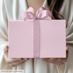 Modern Light Pink & White 80th Birthday Wrapping Paper
