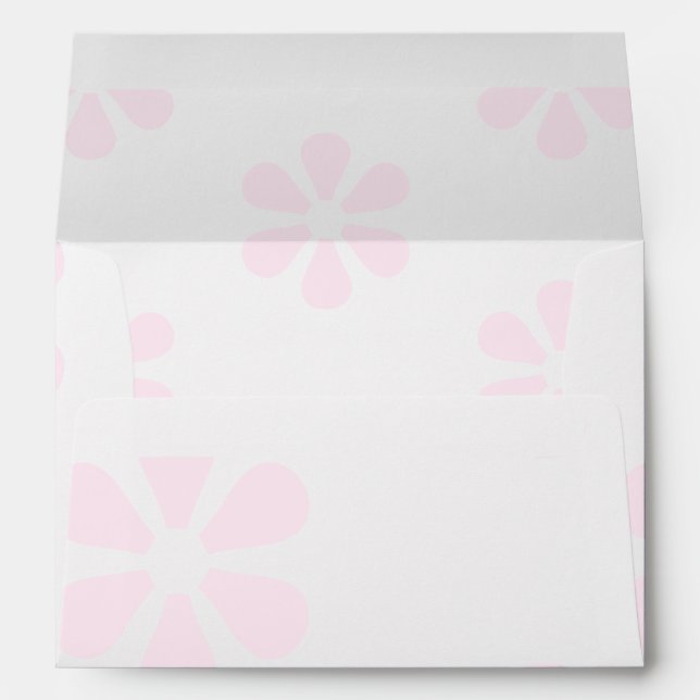 Modern light pink & white graphic floral pattern envelope (Back (Bottom))