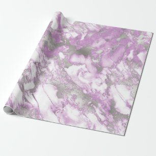 Modern Light Purple and Silver Marble Pattern Wrapping Paper