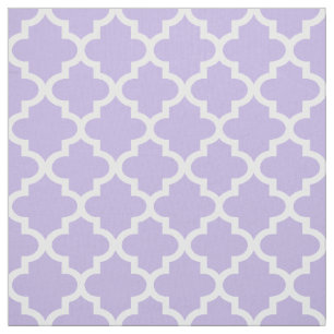 Modern Light Purple and White Quatrefoil Pattern Fabric