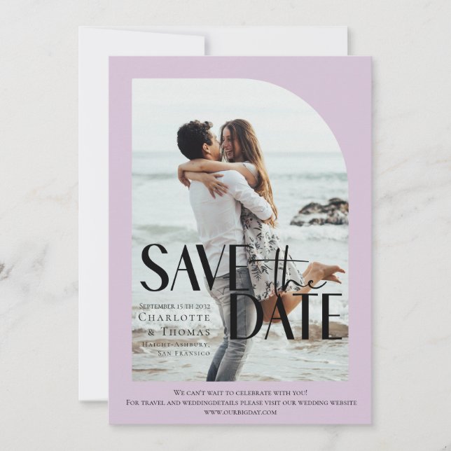 Modern, Light-Purple Photo-Save the Date Invitation (Front)