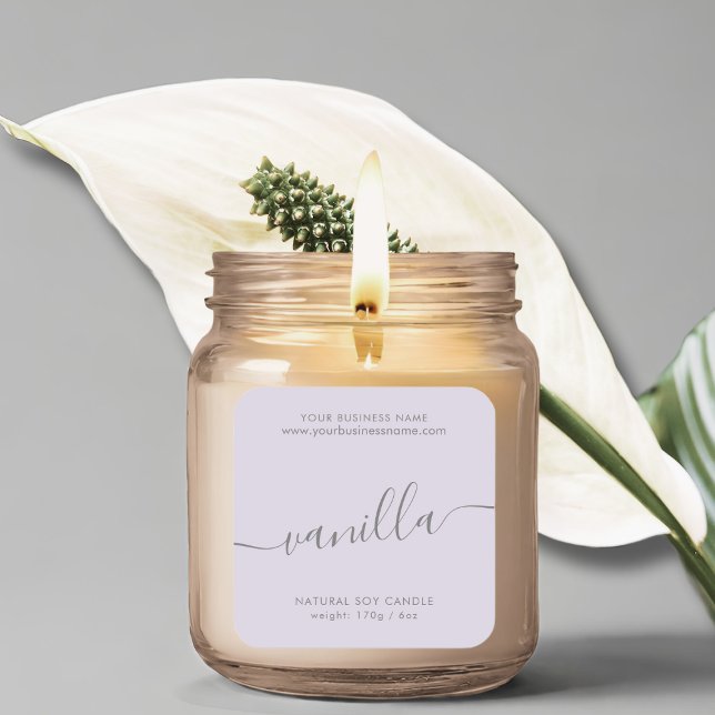 Modern light purple script candle product label (Creator Uploaded)