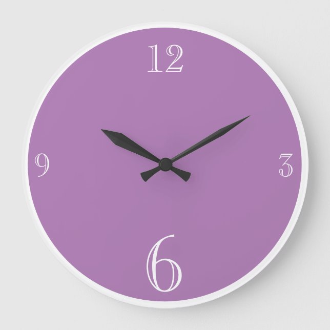 Modern Light Purple Solid colour Basic minimalist Large Clock (Front)