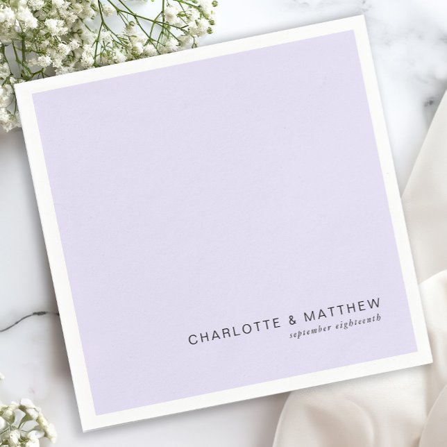 Modern Light-Purple Wedding Napkin (Customer specific, beautiful, modern, minimal, light-purple, wedding napkins.)