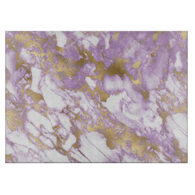 Modern Light Purple, White and Gold Marble Cutting Board (Front)