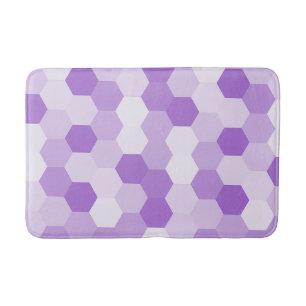 Modern Light Purple White Hexagonal Geometric Bath Mat