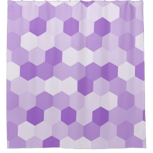 Modern Light Purple White Hexagonal Geometric Shower Curtain