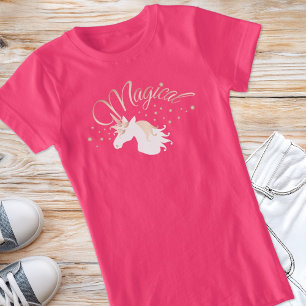 Modern Light Rose Pink White Magical Unicorn T-Shirt