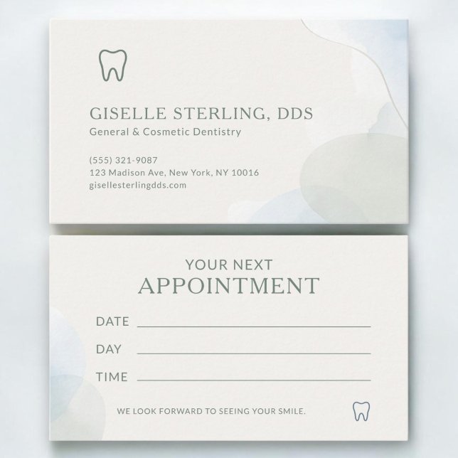 Modern Light Sage Green Dentist Office Appointment Card (Creator Uploaded)