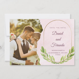 Modern Light Sage Photo Wedding Save Date Invitation
