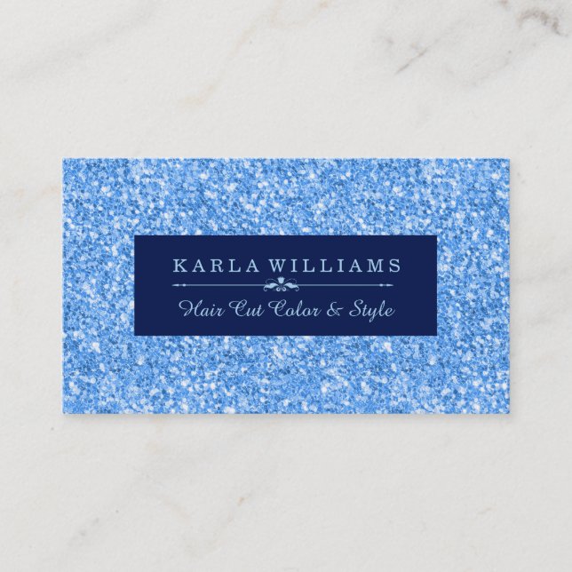 Modern Light Sky-Blue Glitter Texture Blue Accent Business Card (Front)