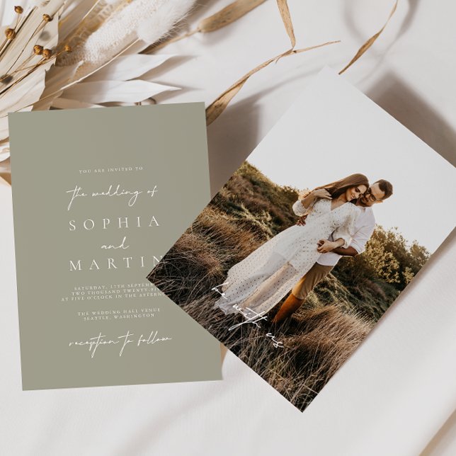 Modern Light Slate Grey Photo Wedding Invitation (Creator Uploaded)