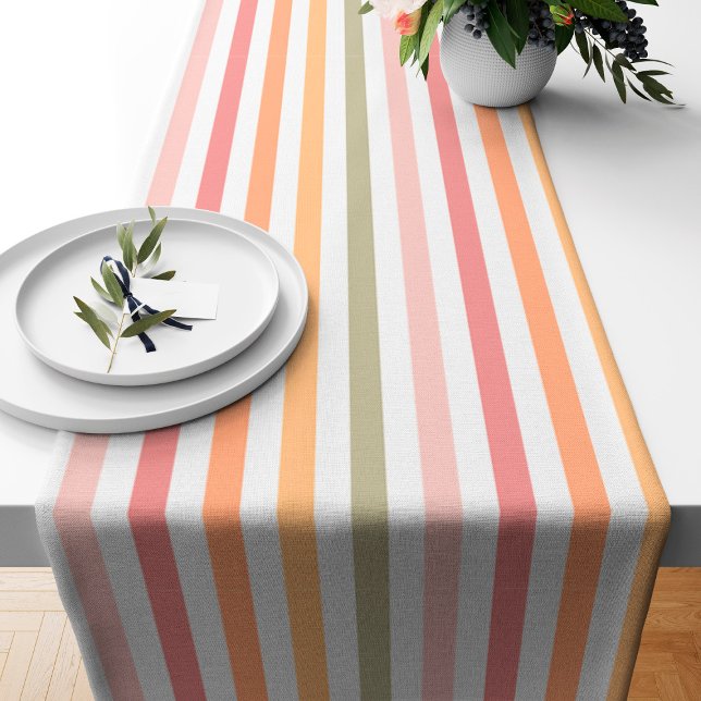 Modern light stripes short table runner (table runner with pastel stripes)