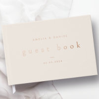 Modern light tan brown wedding names and date real
