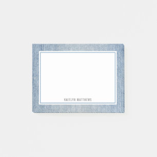 Modern Light Wash Denim Jeans Texture Name Post-it Notes