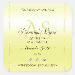 Modern Light Yellow Product Labels Jewels Monogram