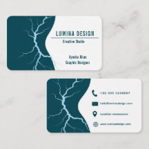 Modern Lightning Business Card - Dark Teal/white