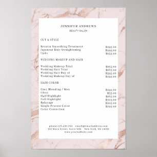 Modern Lightpink-Copper Price List Poster