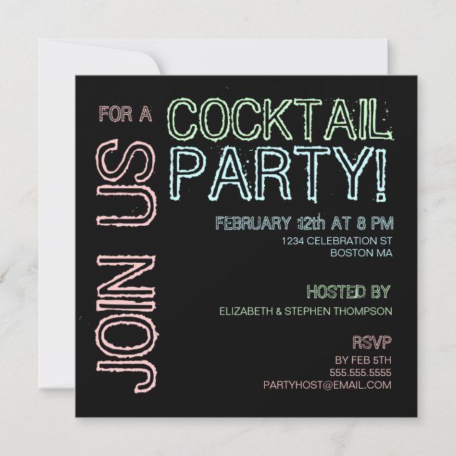 Modern Lights Cocktail Party Invitation (Front)