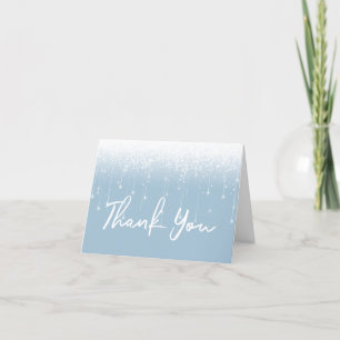 Modern Lights Dusty Blue White Sweet 16 Thank You Card