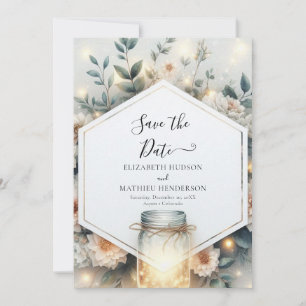 Modern Lights Mason Jar Wedding Save The Date