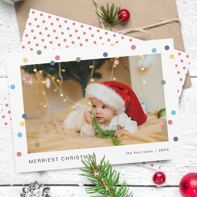 Modern Lights Photo Flat Holiday Card (Modern Lights Photo Flat Holiday Card)