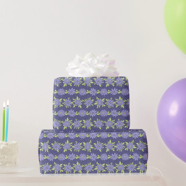 Modern Lilac and Dark Purple Floral Wrapping Paper (Party Gifts)