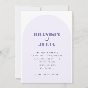 Modern Lilac Arch Minimal QR Code All in One Boho Invitation