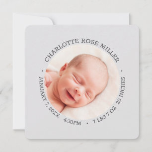 Modern Lilac Baby Birth Announcement Photo Card