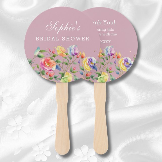 Modern Lilac Bright Floral Bridal Shower Thank You Hand Fan (Creator Uploaded)