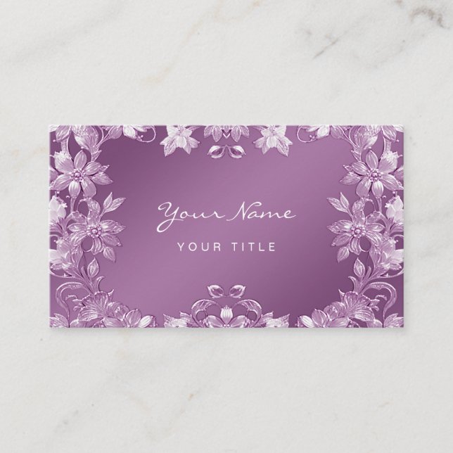 Modern Lilac Floral Business Card (Front)