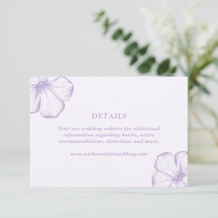 Modern Lilac Floral Elegant Wedding Enclosure Card
