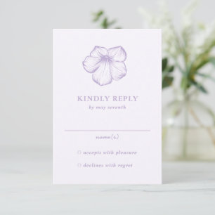 Modern Lilac Floral Elegant Wedding RSVP Card