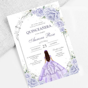 Modern Lilac Floral Quinceanera Invitation