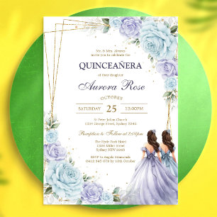 Modern Lilac Floral Quinceanera Invitation