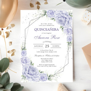 Modern Lilac Floral Quinceanera Invitation