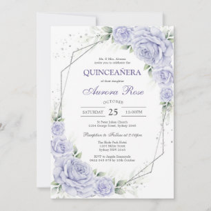 Modern Lilac Floral Quinceanera Invitation
