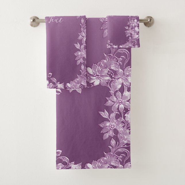 Modern Lilac Floral Towel Set (Insitu)