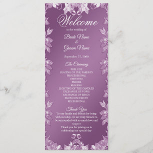 Modern Lilac Floral Wedding Program Programme